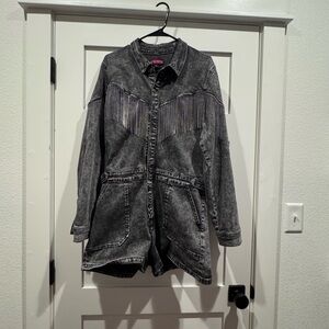 Women's Gray Denim Romper